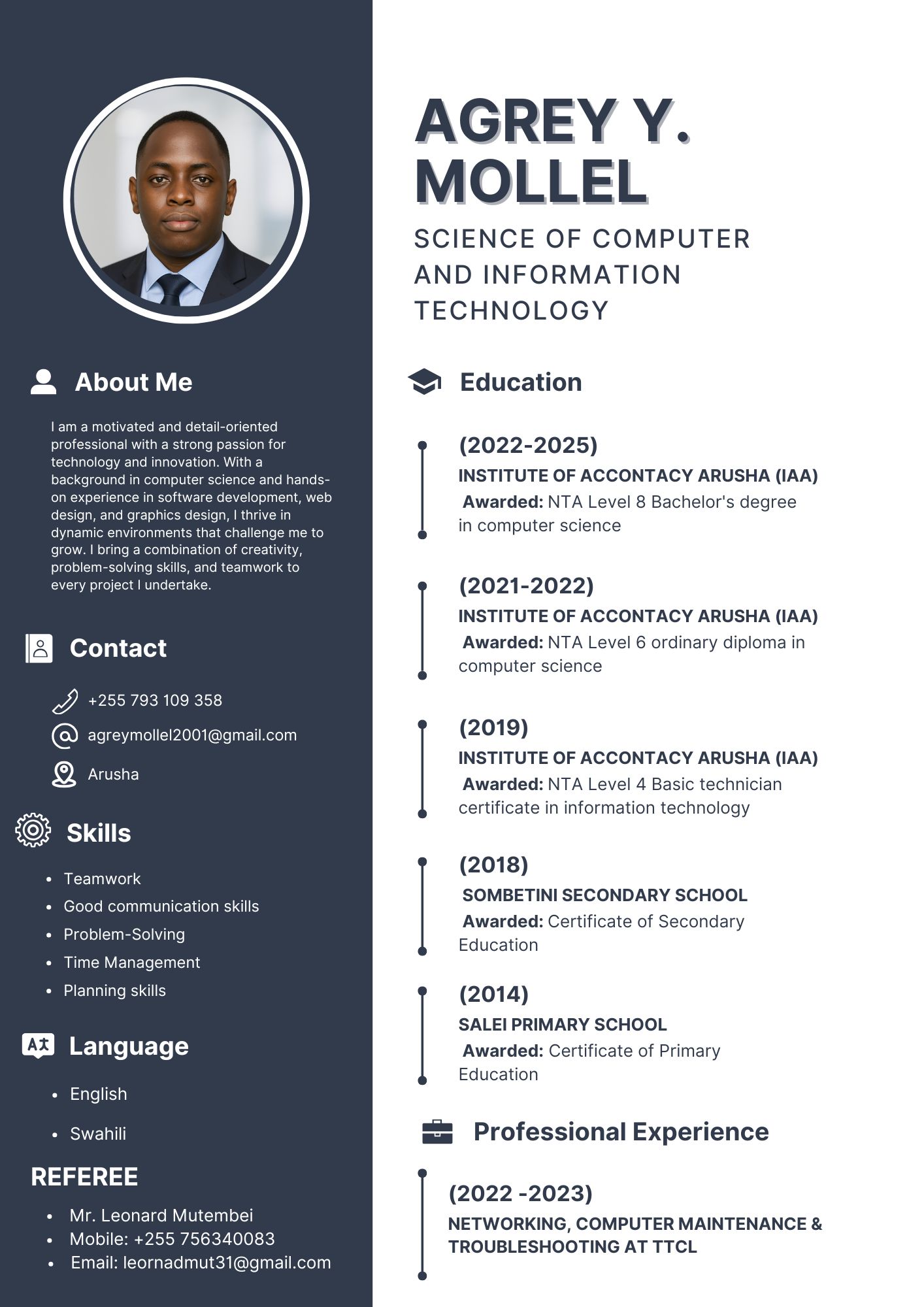 Agrey Yonah CV